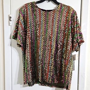 NWT Women’s Season’s Top, Colorful with Shoulder Pads